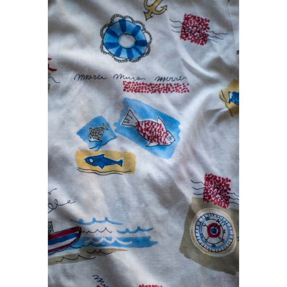 Vtg 90s Tapestry Camp Shirt 22/24 2X Novelty Postcard Coastal Grandmacore Cream - Picture 4 of 6